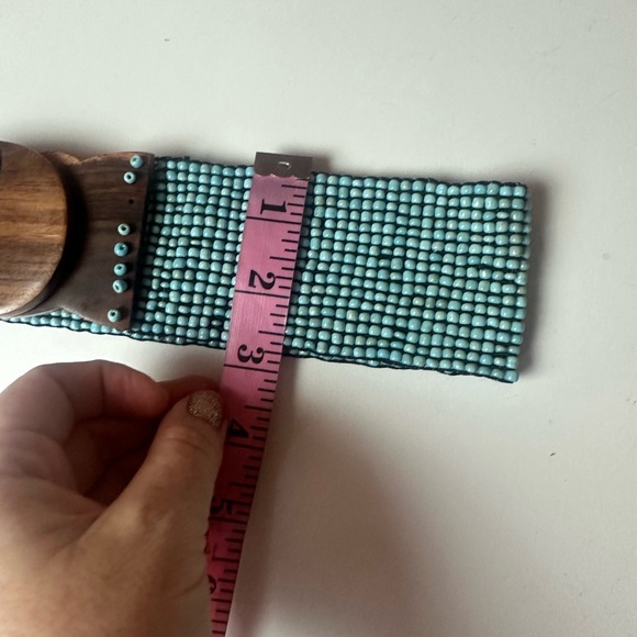 Handmade Bohemian Elastic Hippie EthicallyMade Wooden Closure Stretchy Bead Belt - Picture 9 of 12